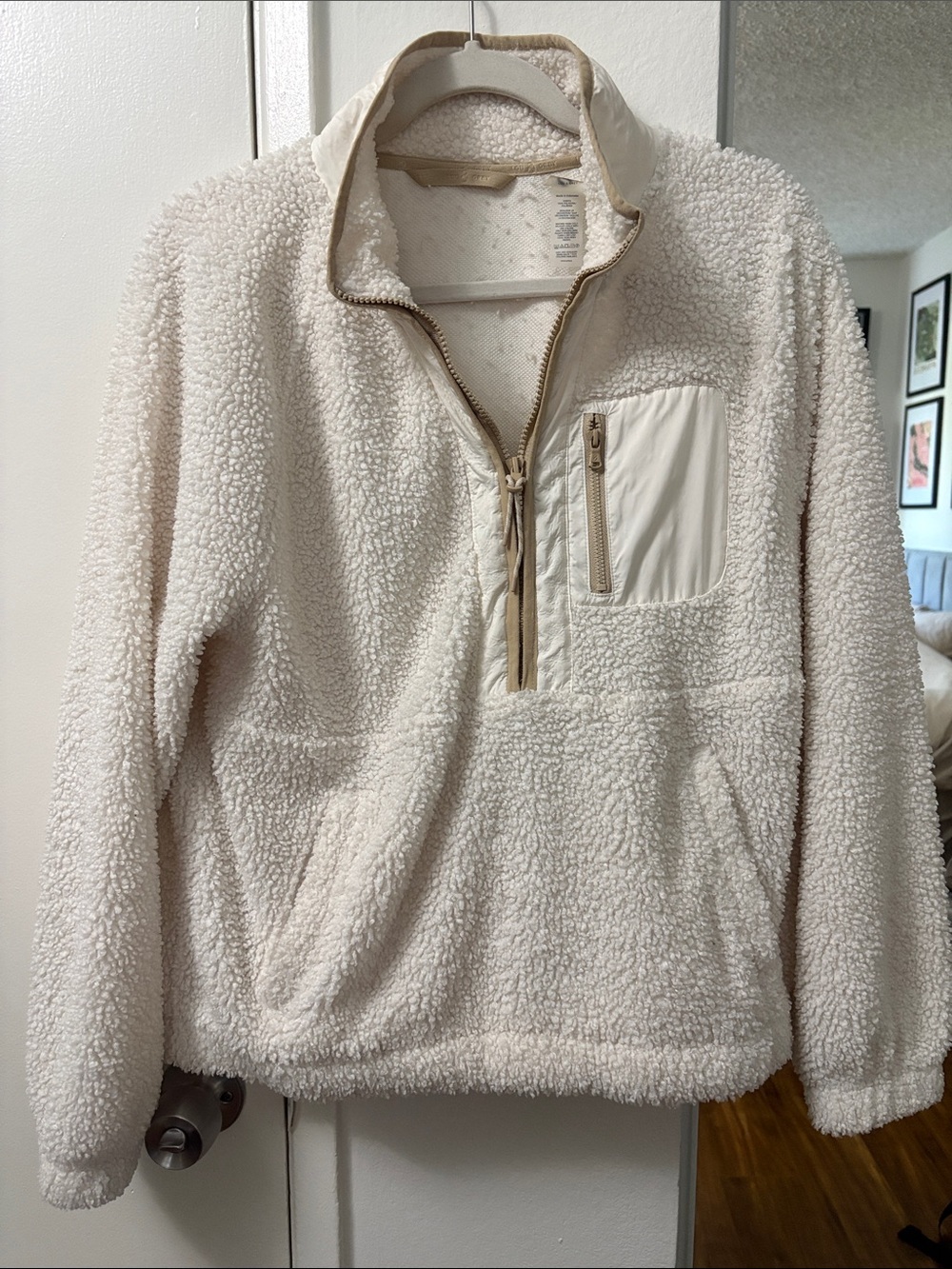 Lou & Grey Cream Sherpa Half-Zip Jacket